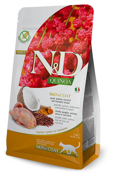 Farmina N&D Feline; Adult Quinoa Skin & Coat Quail; 成貓藜麥系列皮毛保健鵪鶉配方