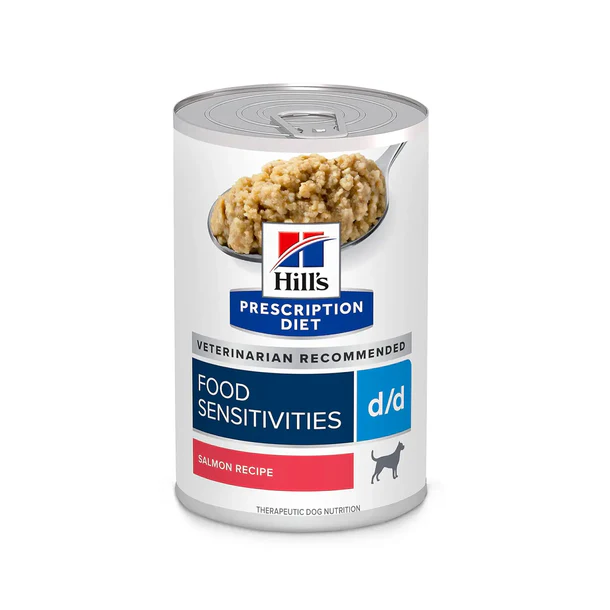 Hill's Canine; D/D Food Sensitivities Canned 希爾思™處方食品 犬用食物敏感低過敏原處方罐頭(三文魚及薯仔) 12罐