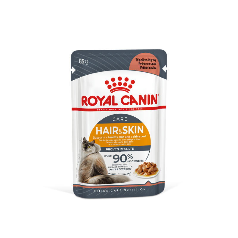 FOTC Royal Caniin Feline; Hair & Skin Care Pouch; 成貓加護系列亮毛護膚配方袋裝濕糧 12包