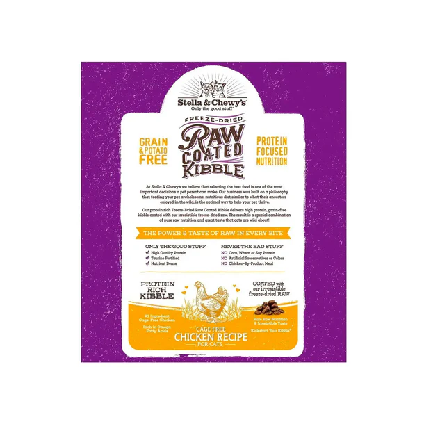 Stella & Chewy's Feline; Cage-Free Chicken Raw Coated Kibble; 凍乾生肉外層貓糧放養雞配方