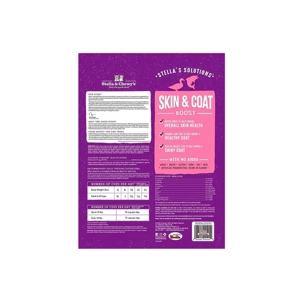 Stella & Chewy's Feline; Skin & Coat Boost Cage Free Duck & Salmon Dinner Mixers; 有助皮毛健康貓用乾糧伴侶 鴨及三文魚配方
