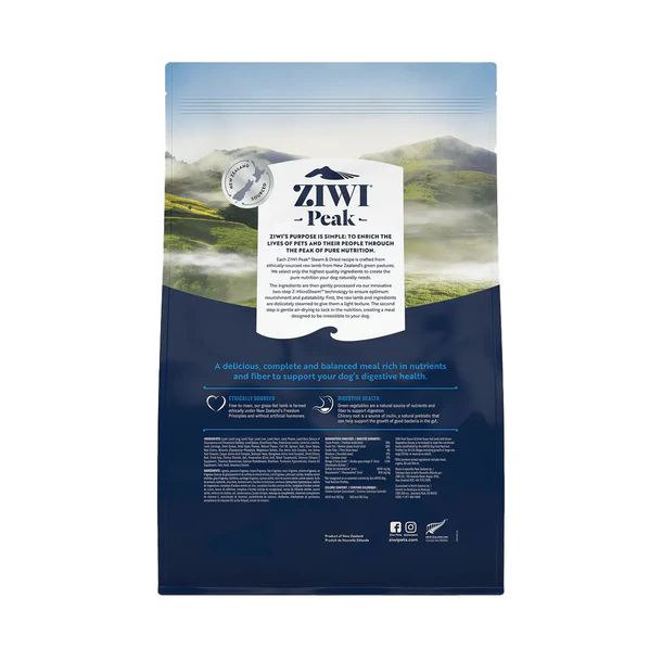 Ziwi Peak Canine; Steam Dried Grass-fed Lamb with Green Vegetable; 微蒸風乾狗糧草飼羊肉配綠色蔬菜