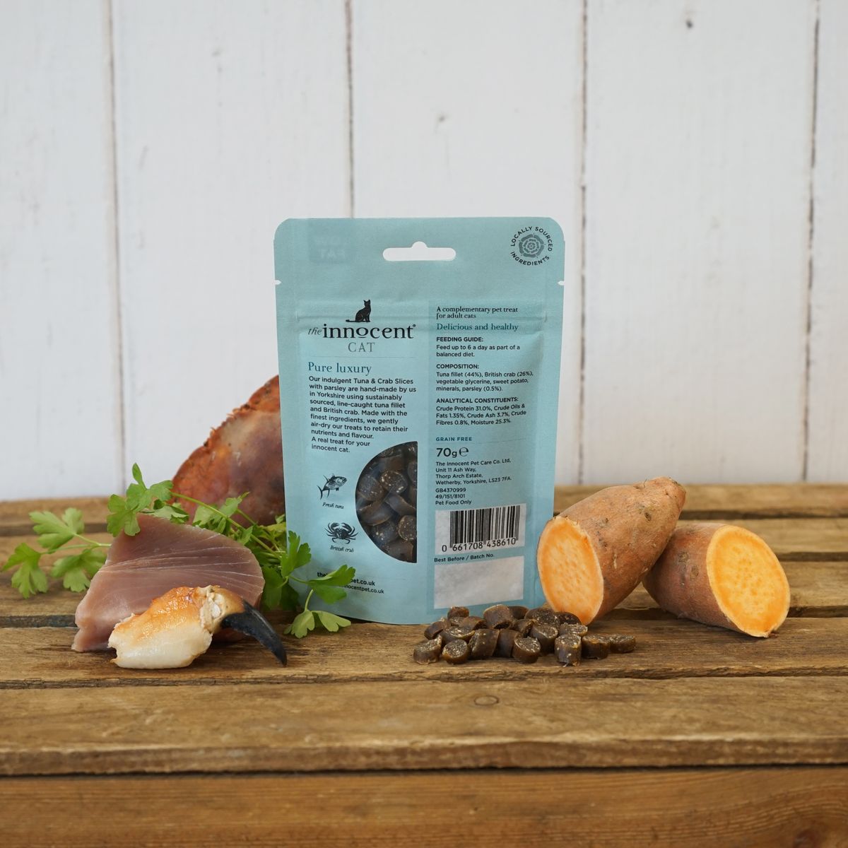 The Innocent Hound Feline; Tuna & Crab Slices Air-Dried Treats; 貓用吞拿魚蟹肉風乾小食