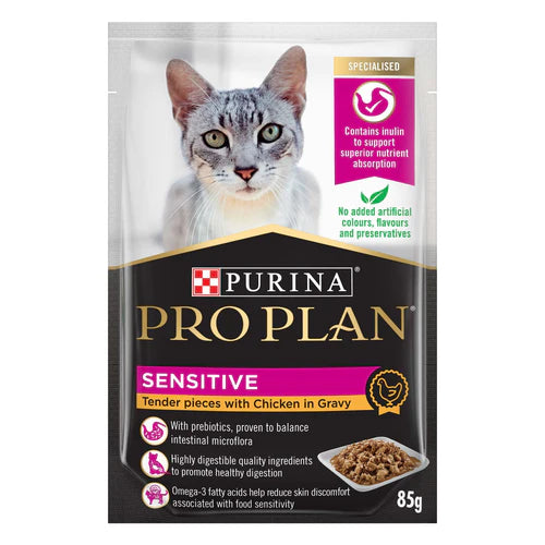 Purina Pro Plan Feline; Adult Sensitive Gravy Chicken Pouch; 成貓敏感配方濕糧 (醬汁雞肉)