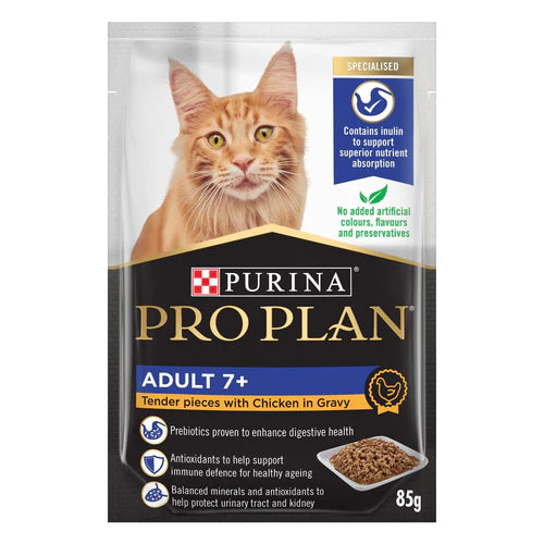 Purina Pro Plan Feline; Adult 7+ Chicken Gravy Pouch; 成貓7+配方濕糧 (醬汁雞肉)
