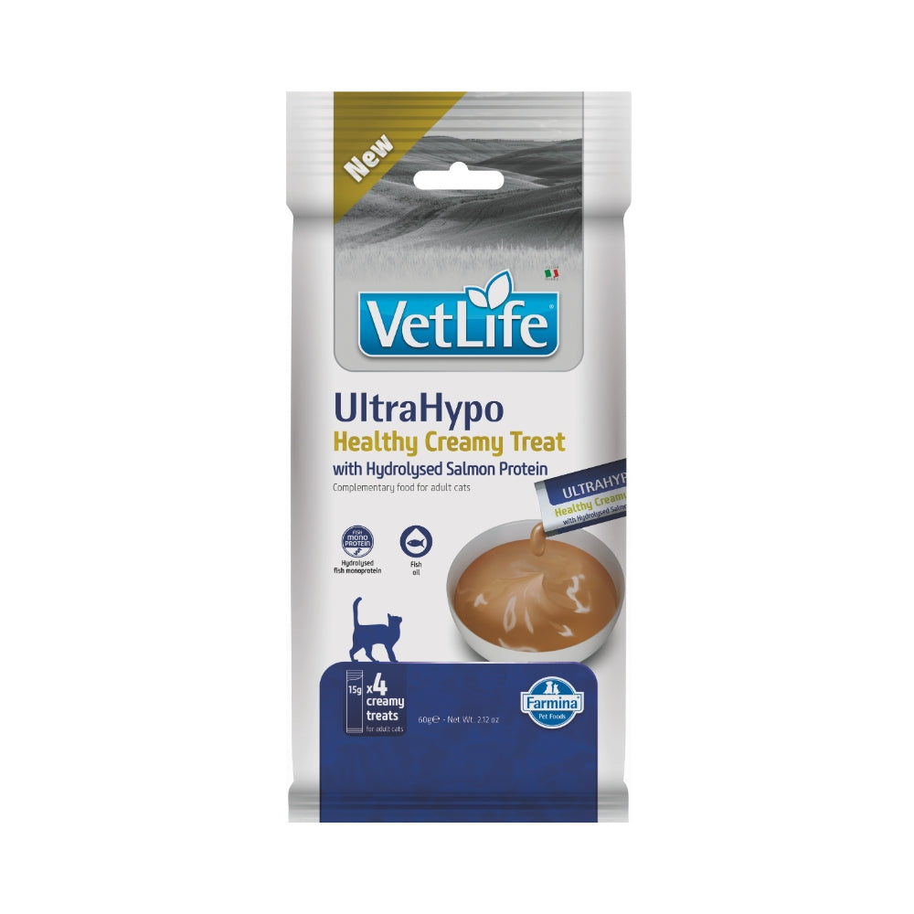 Vet Life Feline; UltraHypo Creamy Treats with Hydrolysed Salmon Protein ; 貓用極低敏處方水解三文魚肉泥小食 15g x 4條