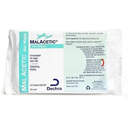 OTC Dechra DERMAPET MalAcetic Wet Wipes Cleaning and Disinfecting Wet Wipes