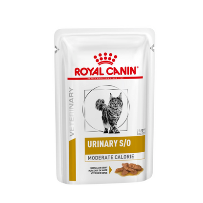 Royal Canin Feline; Urinary S/O Moderate Calorie Pouch; 成貓泌尿道處方袋裝濕糧（適量卡路里肉汁） 12包