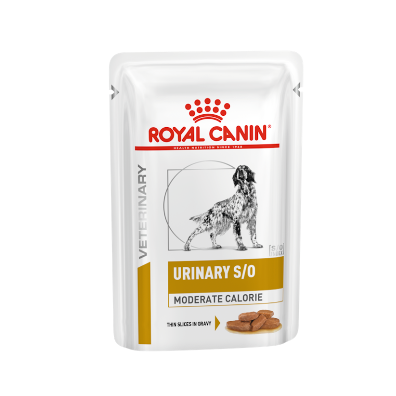 Royal Canin Canine; Urinary S/O Moderate Calorie Pouch-Loaf; 成犬泌尿道處方袋裝濕糧 （適量卡路里肉汁） 12包