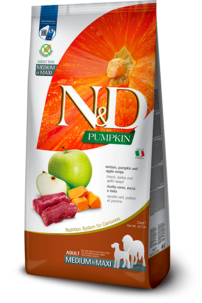 Farmina N&D Canine; Adult Maxi Pumpkin Venison Apple; 成犬大顆粒南瓜系列鹿肉蘋果配方