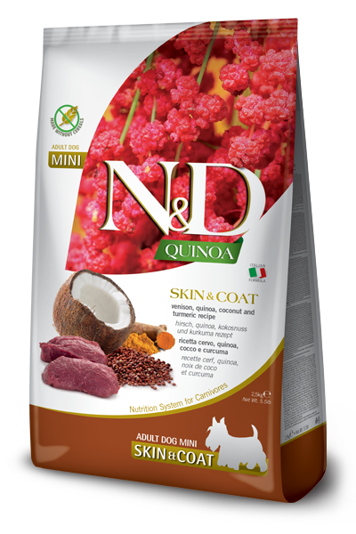 Farmina N&D Canine; Adult Mini Quinoa Skin & Coat Venison; 成犬小顆粒藜麥系列皮毛保健鹿肉配方