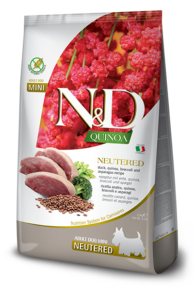 Farmina N&D Canine; Neutered Mini Quinoa Duck ; 絕育成犬小顆粒藜麥系列鴨肉配方