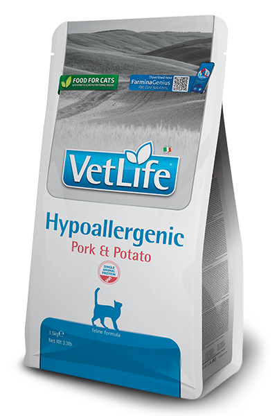 Vet Life Feline; Hypoallergenic Pork & Potato; 貓用皮膚保健低敏配方（豬肉及番薯）