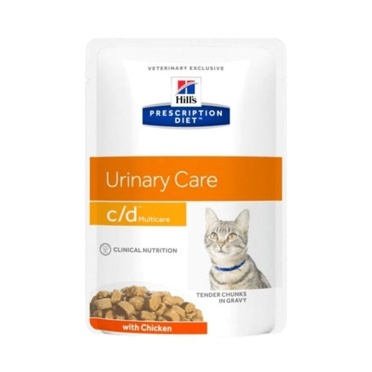 Hill's Feline; C/D Urinary Pouch (Chicken); 希爾思™處方食品 貓用泌尿道護理濕糧（雞肉味） 12包
