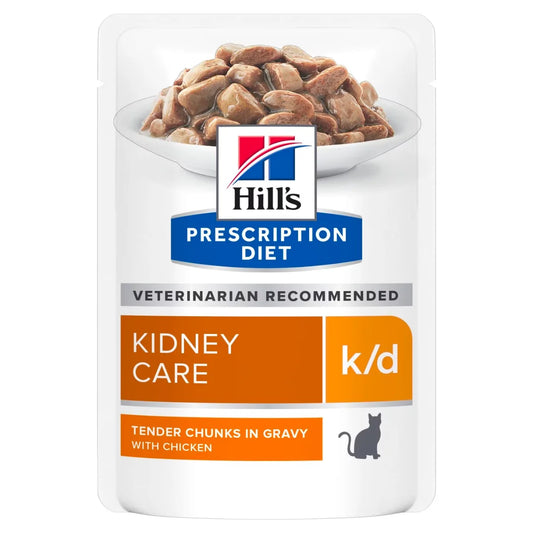 Hill's Feline; K/D Kidney Care Pouch With Chicken; 希爾思™處方食品 貓用腎臟護理濕糧（雞肉味） 12包