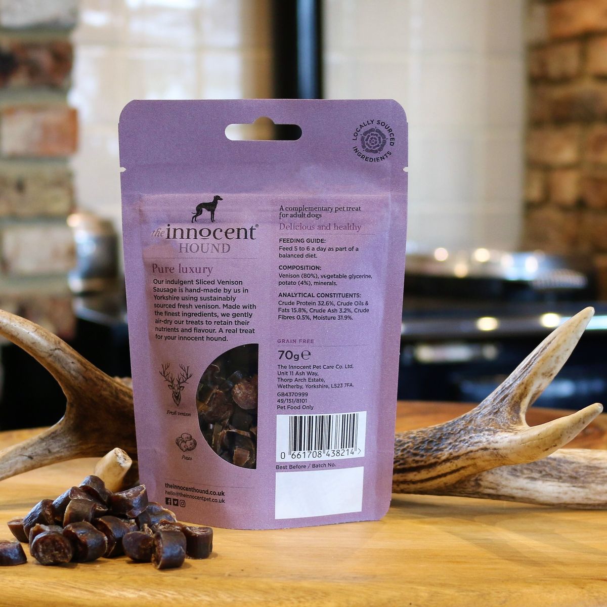 The Innocent Hound Canine; Sliced Venison Sausage with Potato Air-Dried Treats; 狗用鹿肉薯仔香腸風乾小食