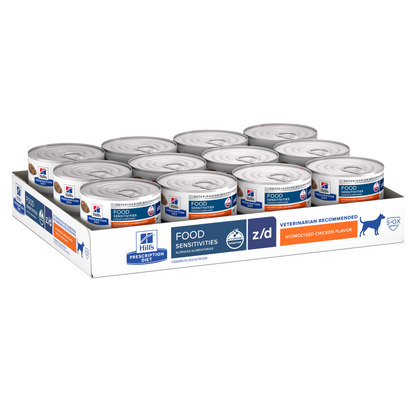 Hill's Canine; Z/D Skin / Food Sensitivities Canned; 希爾思™處方食品 犬用皮膚 / 食物敏感低過敏原處方罐頭 24罐