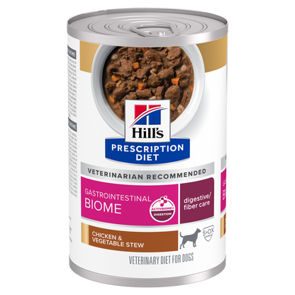 Hill's Canine; Gastrointestinal Biome Chicken & Vegetable Stew Canned; 希爾思™處方食品 犬用GI Biome健康腸菌叢處方罐頭（雞肉燉蔬菜味）12罐