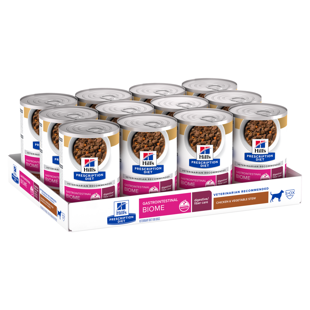 Hill's Canine; Gastrointestinal Biome Chicken & Vegetable Stew Canned; 希爾思™處方食品 犬用GI Biome健康腸菌叢處方罐頭（雞肉燉蔬菜味）12罐