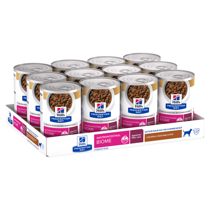 Hill's Canine; Gastrointestinal Biome Chicken & Vegetable Stew Canned; 希爾思™處方食品 犬用GI Biome健康腸菌叢處方罐頭（雞肉燉蔬菜味）12罐