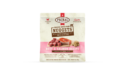 Primal Feline; Freeze Dried Nuggets Beef & Salmon Formula; 凍乾貓糧牛肉三文魚配方