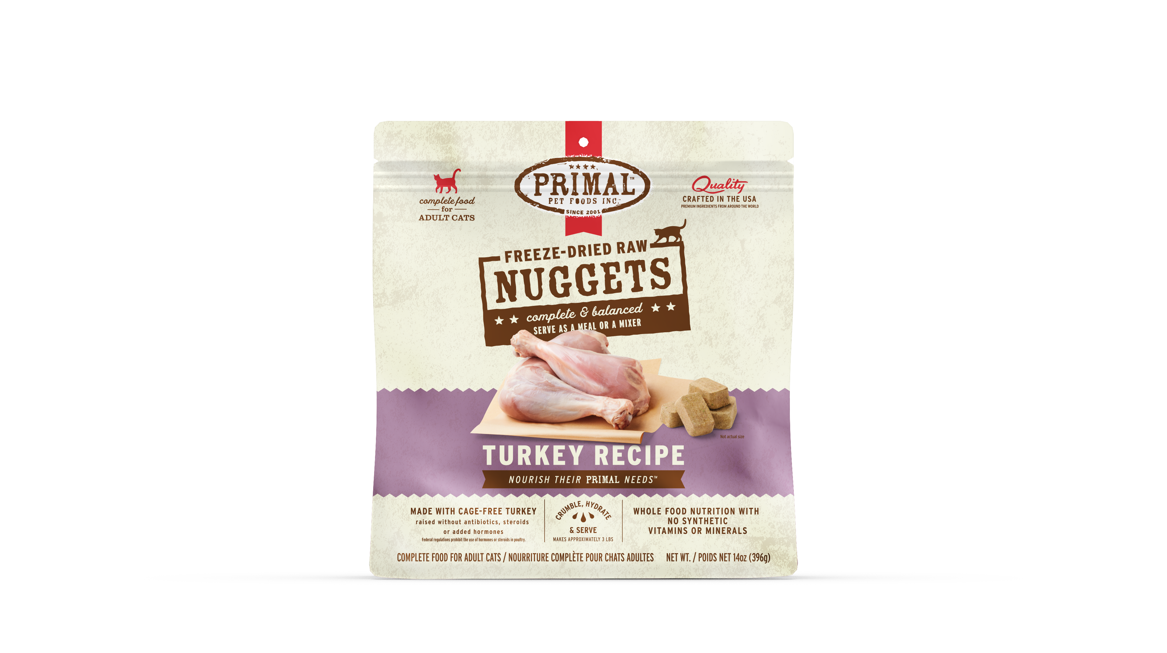Primal Feline; Freeze Dried Nuggets Turkey Formula;