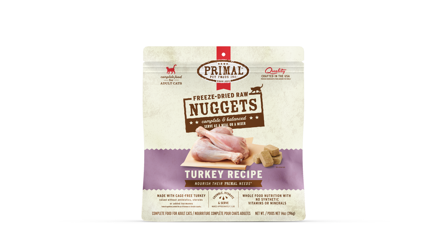 Primal Feline; Freeze Dried Nuggets Turkey Formula;