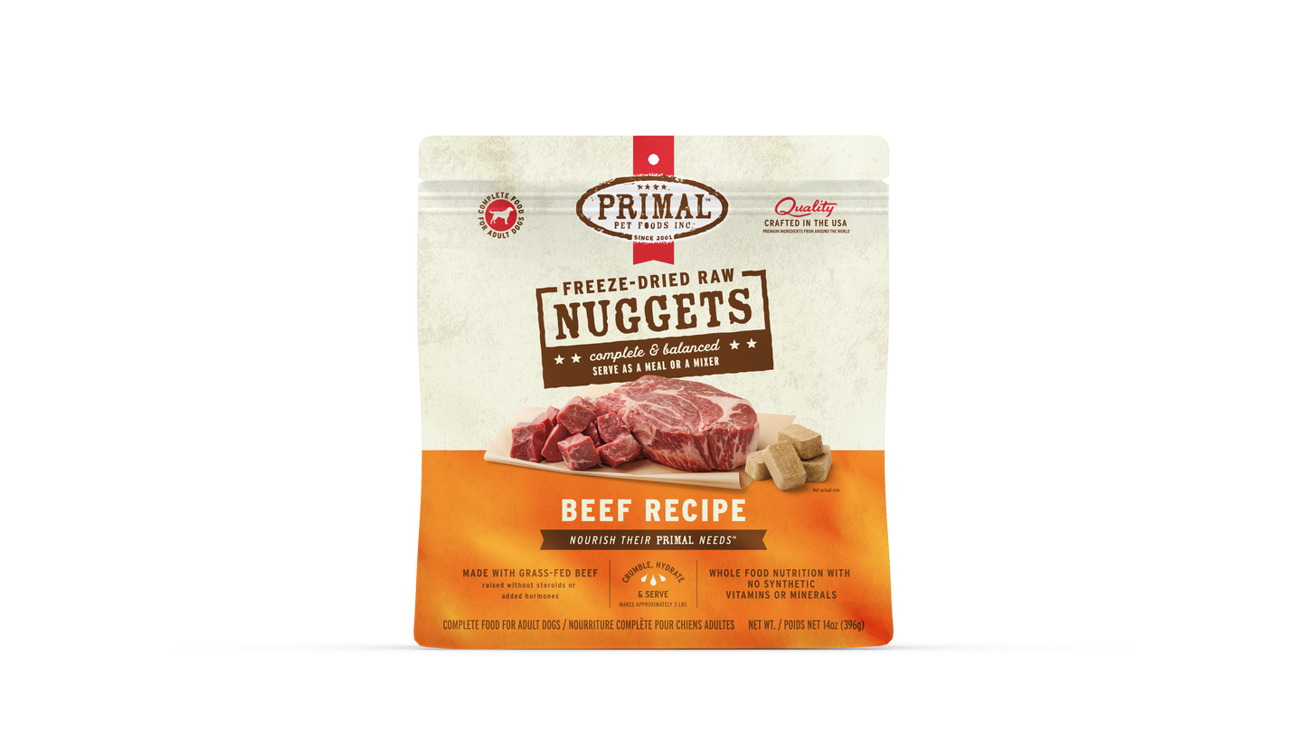 Primal Canine; Freeze Dried Nuggets Beef Formula; 凍乾狗糧牛肉配方