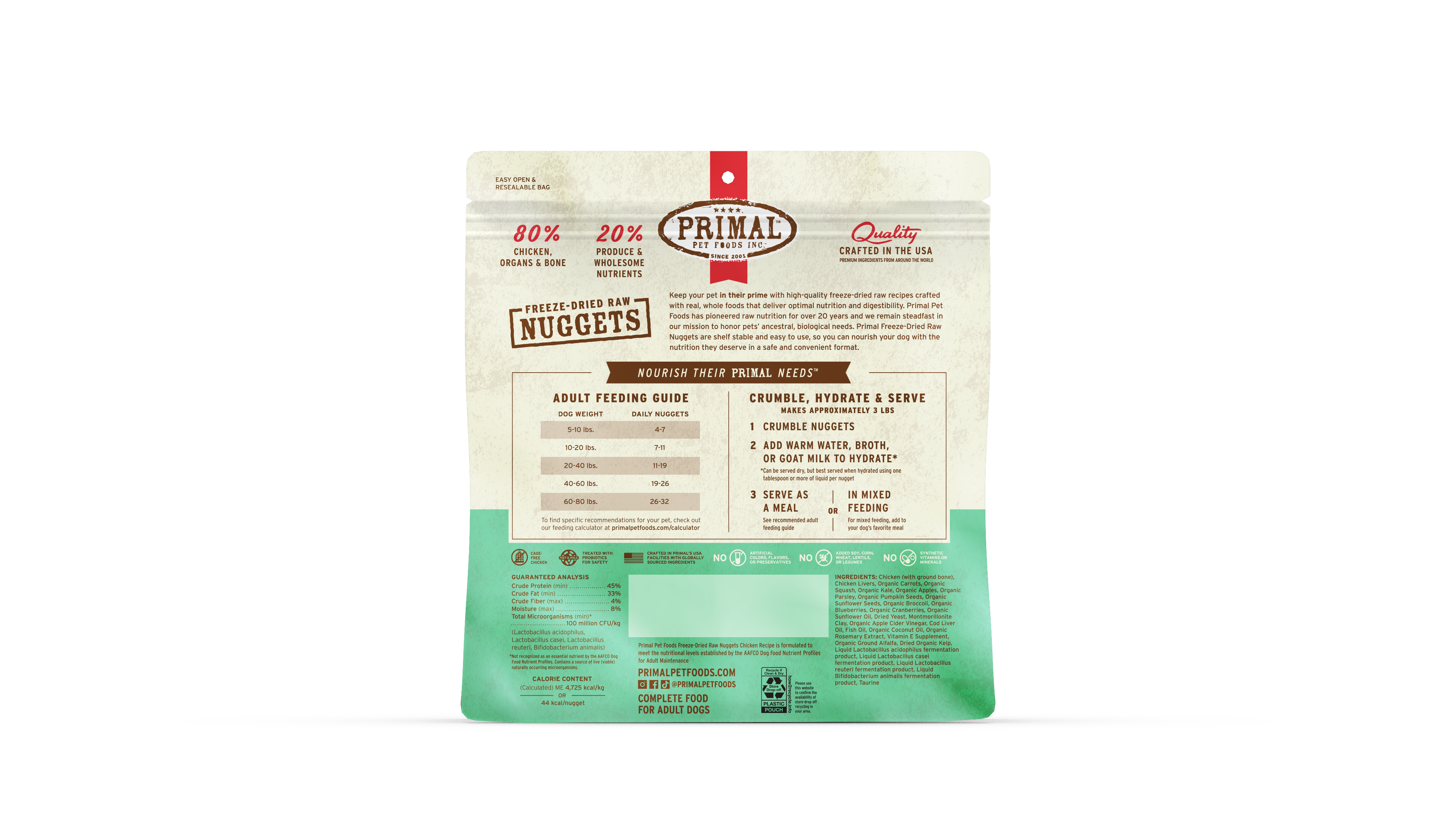 Primal Canine; Freeze Dried Nuggets Chicken Formula;