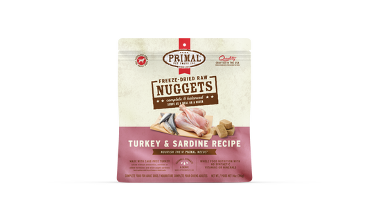 Primal Canine; Freeze Dried Nuggets Turkey & Sardine Formula; 凍乾狗糧火雞及沙甸魚配方