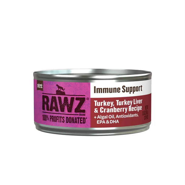Rawz Feline; Immune Support Turkey, Turkey Liver & Cranberry Recipe Canned; 貓用免疫系統保健配方火雞肉火雞肝蔓越莓罐頭 155g