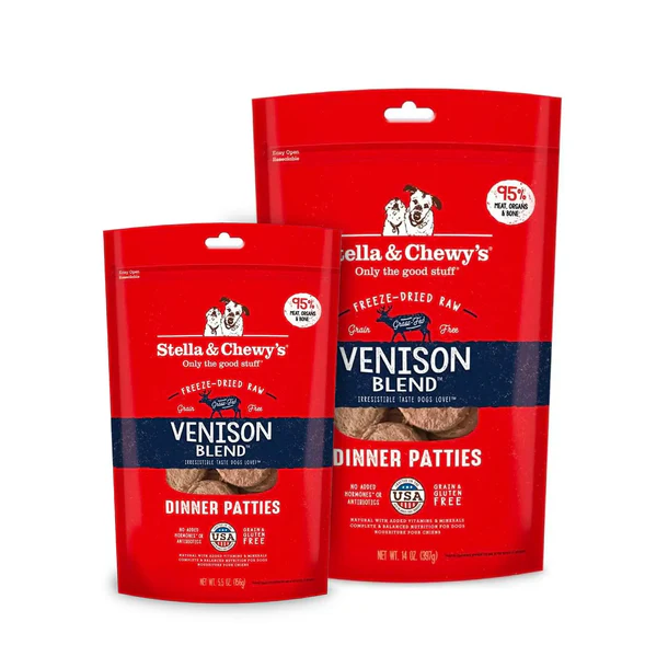 Stella &amp; Chewy's Freeze Dried Venison Blend Dinner Patties for Dogs; Stella &amp; Chewy's Freeze Dried Venison and Lamb Patties for Dogs;