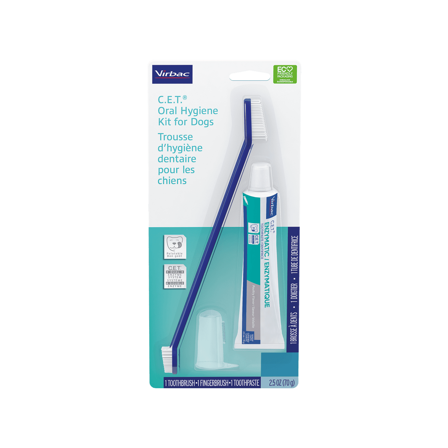 OTC Virbac Canine & Feline; C.E.T. Oral Hygiene Kit; 複合酶牙刷牙膏套裝（雞肉味）