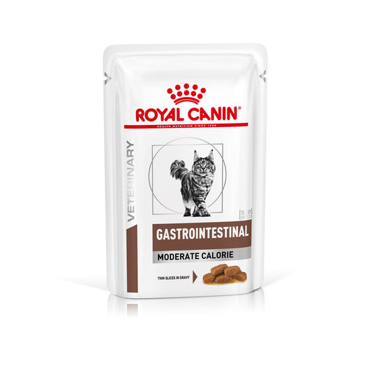 Royal Canin Feline; Gastrointestinal Moderate Calorie Pouch; 成貓腸胃處方袋裝濕糧（適量卡路里肉汁） 12包