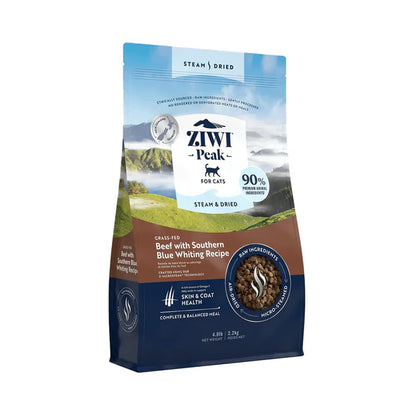 Ziwi Peak Steam Dried Grass-fed Beef With Southern Blue Whiting Recipe For Cats; Ziwi Peak Steam Dried Grass-fed Beef With Southern Blue Whiting Recipe For Cats;