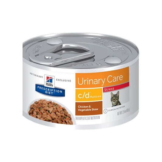 Hill's Feline; C/D (Stress) Urinary Care Canned (Chicken & Vegetable Stew); 希爾思™處方食品 貓用泌尿道減壓處方罐頭（雞肉及燉菜） 24罐