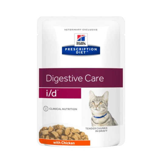 Hill's Feline; I/D Digestive Care Pouch (Chicken); 希爾思™處方食品 貓用消化系統護理濕糧（雞肉味） 12包