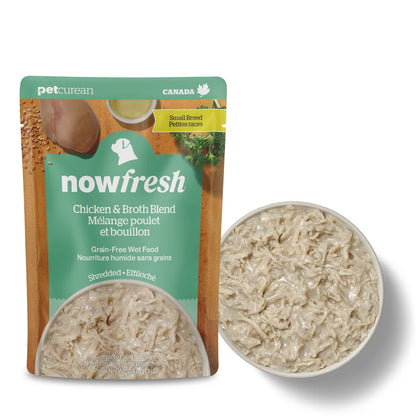 now FRESH Canine; Small Dog Shredded Chicken & Broth Blend Pouch; 全年齡小型犬雞肉肉絲湯包