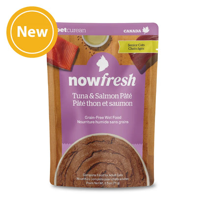 now FRESH Feline; Senior Cat Tuna & Salmon Pate Pouch; 老貓吞拿魚及三文魚醬包