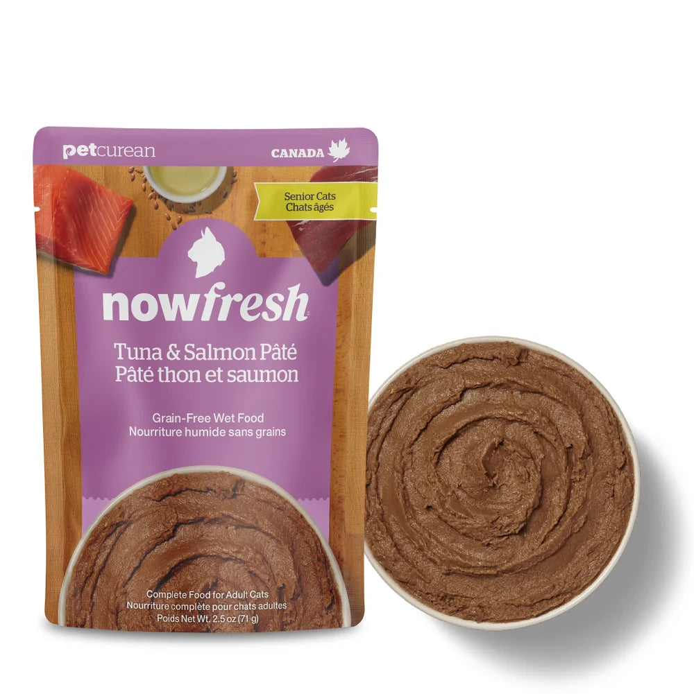 now FRESH Feline; Senior Cat Tuna & Salmon Pate Pouch; 老貓吞拿魚及三文魚醬包