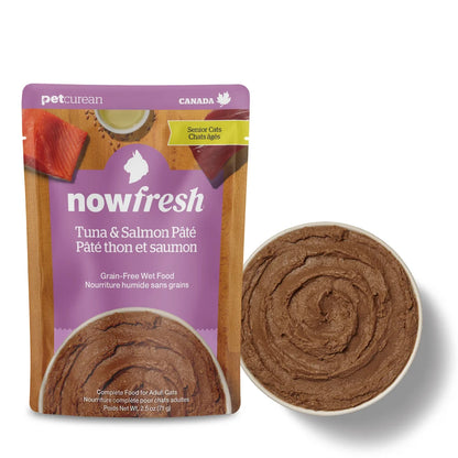 now FRESH Feline; Senior Cat Tuna & Salmon Pate Pouch; 老貓吞拿魚及三文魚醬包