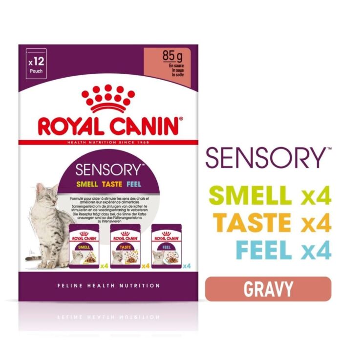 FOTC Royal Canin Feline; Sensory Gravy Pouch Multi-Pack; 貓感系列成貓混合營養袋裝濕糧(肉汁) 12包