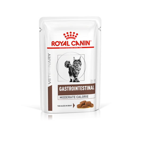 Royal Canin Feline; Gastrointestinal Moderate Calorie Pouch; 成貓腸胃處方袋裝濕糧（適量卡路里肉汁） 12包