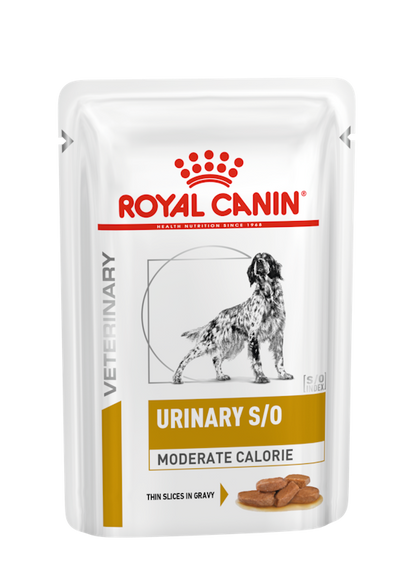 Royal Canin Canine; Urinary S/O Moderate Calorie Pouch-Loaf; 成犬泌尿道處方袋裝濕糧 （適量卡路里肉汁） 12包