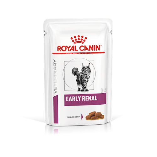 Royal Canin Feline; Early Renal Wet Pouch; 12 packs of adult cat early renal prescription bagged wet food (gravy)