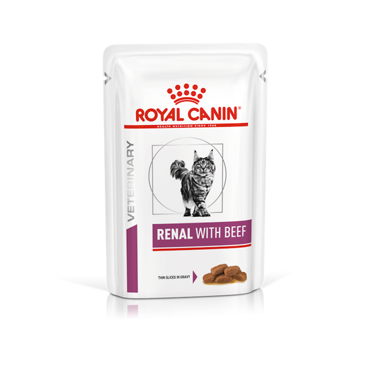 Royal Canin Feline; Renal Wet with Beef; 成貓腎臟處方袋裝濕糧（牛肉） 12包