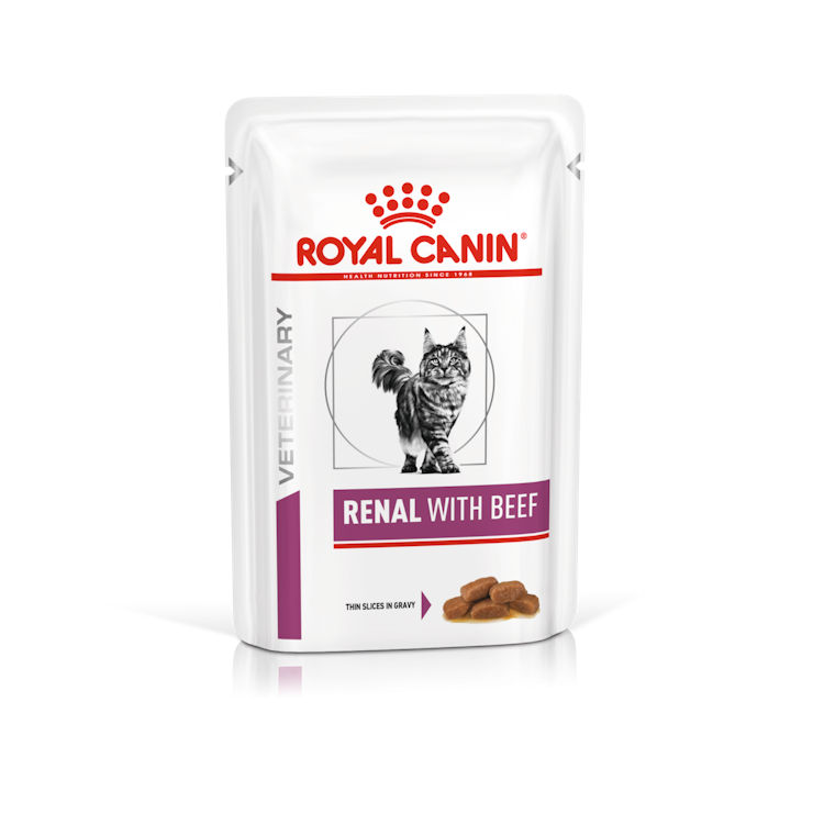 Royal Canin Feline; Renal Wet with Beef; 成貓腎臟處方袋裝濕糧（牛肉） 12包