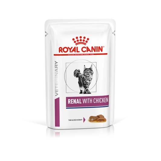 Royal Canin Feline; Renal Wet with Chicken; 成貓腎臟處方袋裝濕糧（雞肉） 12包